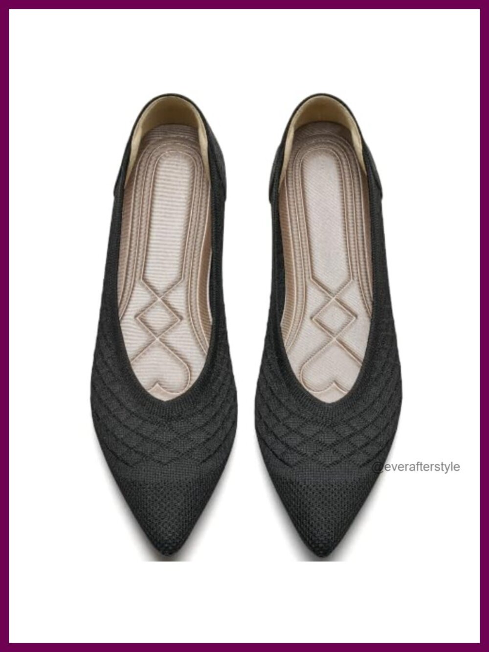 Women's Point Toe Knit Flats Cushioned Slip-On Office Shoes